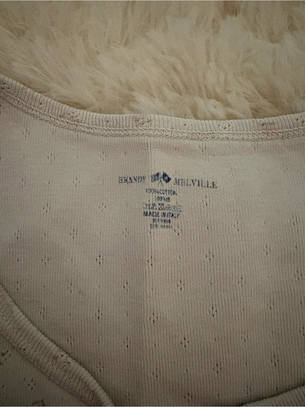 Brandy Melville Cream Eyelet Ribbed Top